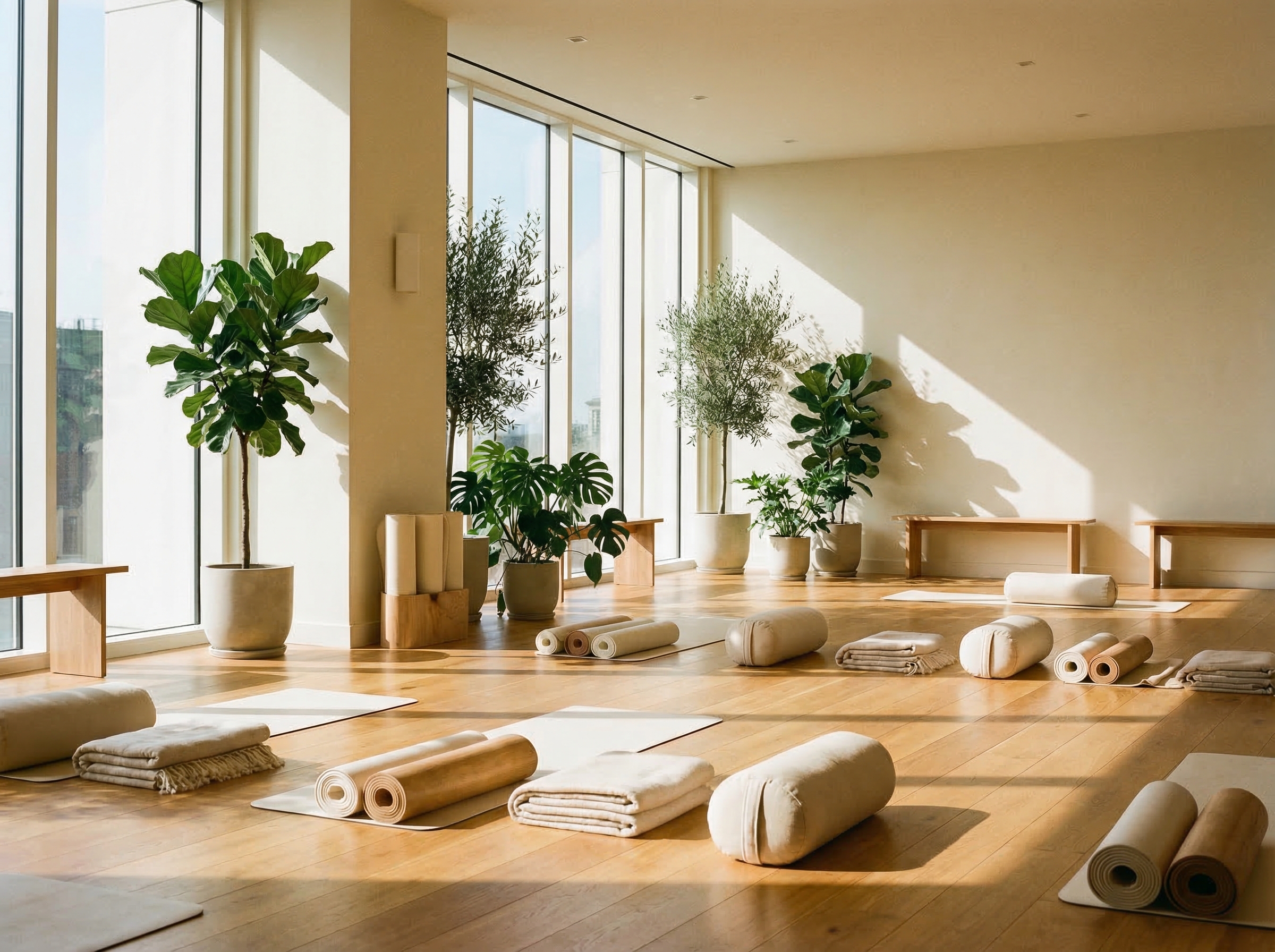 Interior del estudio con ventanales